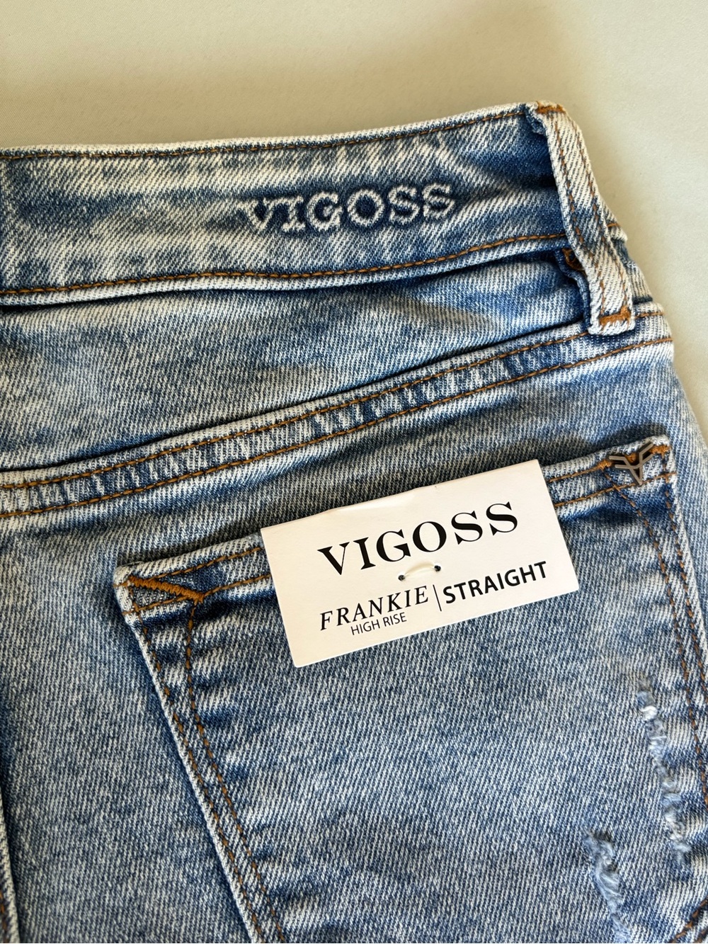 Vigoss Frankie Straight High-Rise Jeans in Light Blue Wash